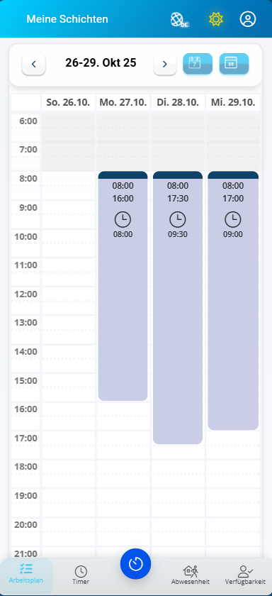 Schichtplan Kalenderansicht