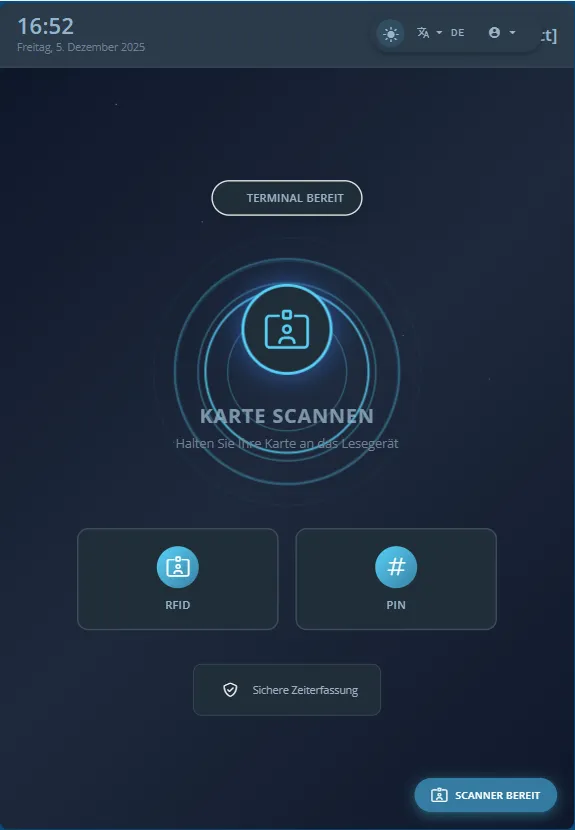 FixPlaner Terminal - Karte scannen für Zeiterfassung